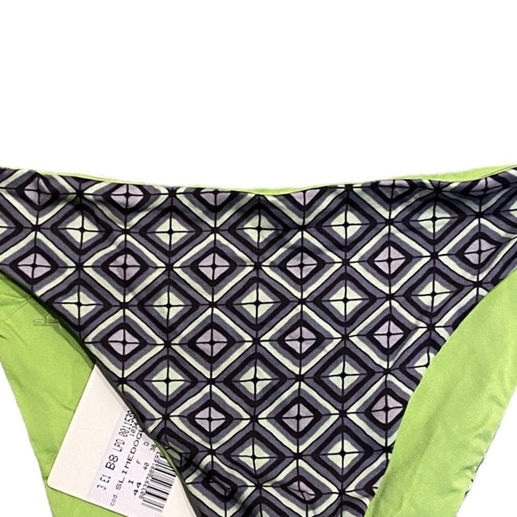 La Perla Bikini Bottom NWT Gray Geo Print Lime Green Size 8 - Picture 2 of 9